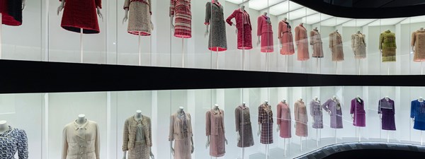 Mannequins with Chanel clothes on at exhibition